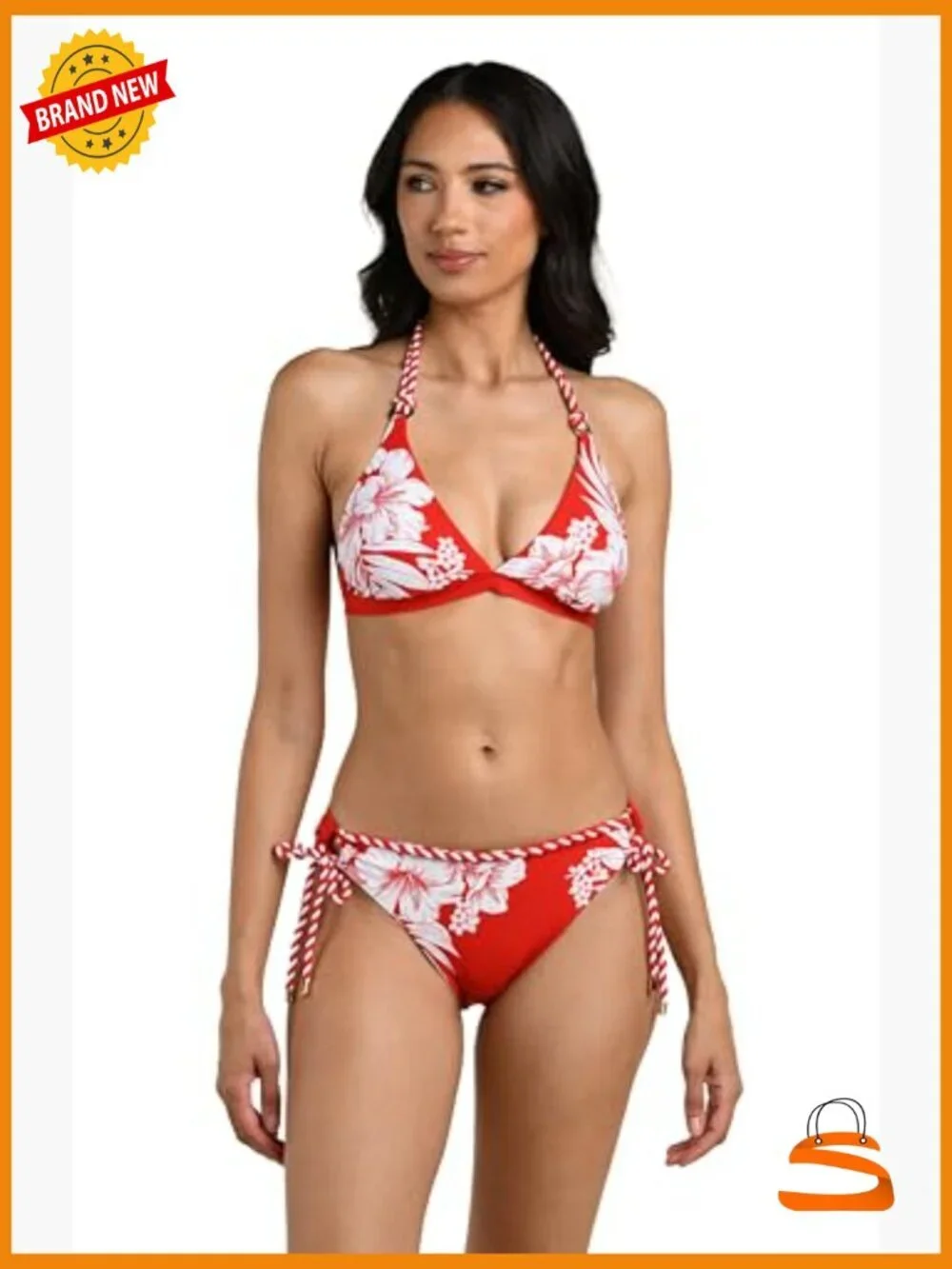 Size 8 Nylon Blend Hipster Bikini Bottom with Adjustable Side Ties
